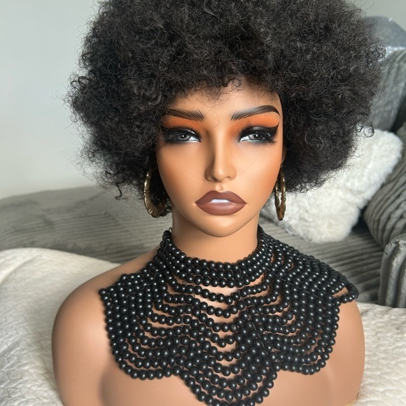 Nwt Wooden Black Shoulder Shawl Necklace Collar Beaded Necklace Luxe Boho
